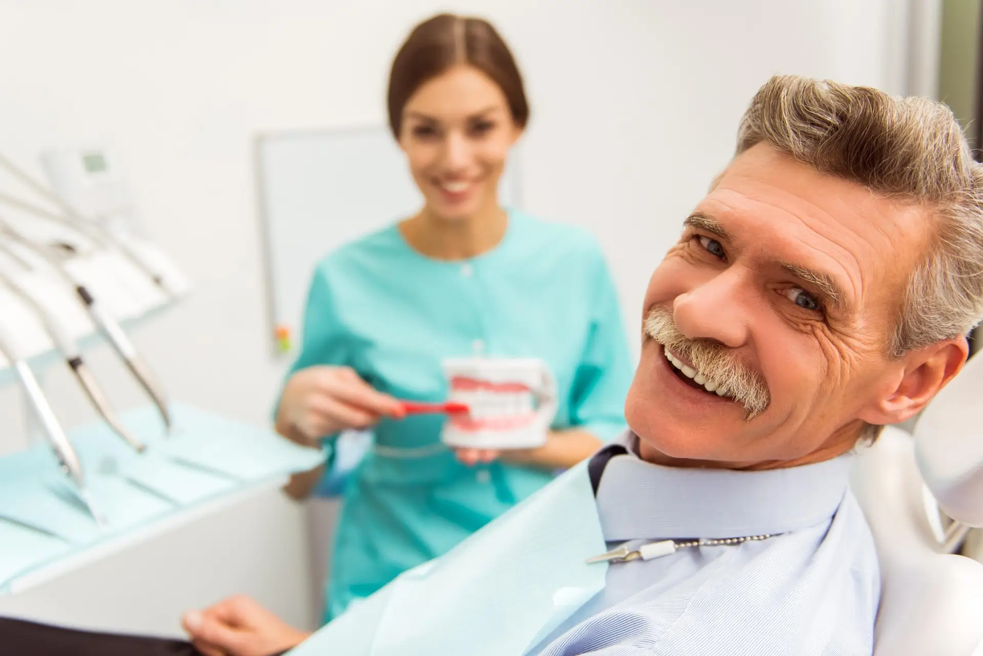 saddleback dental patient after getting affordable dental dentures in mission viejo