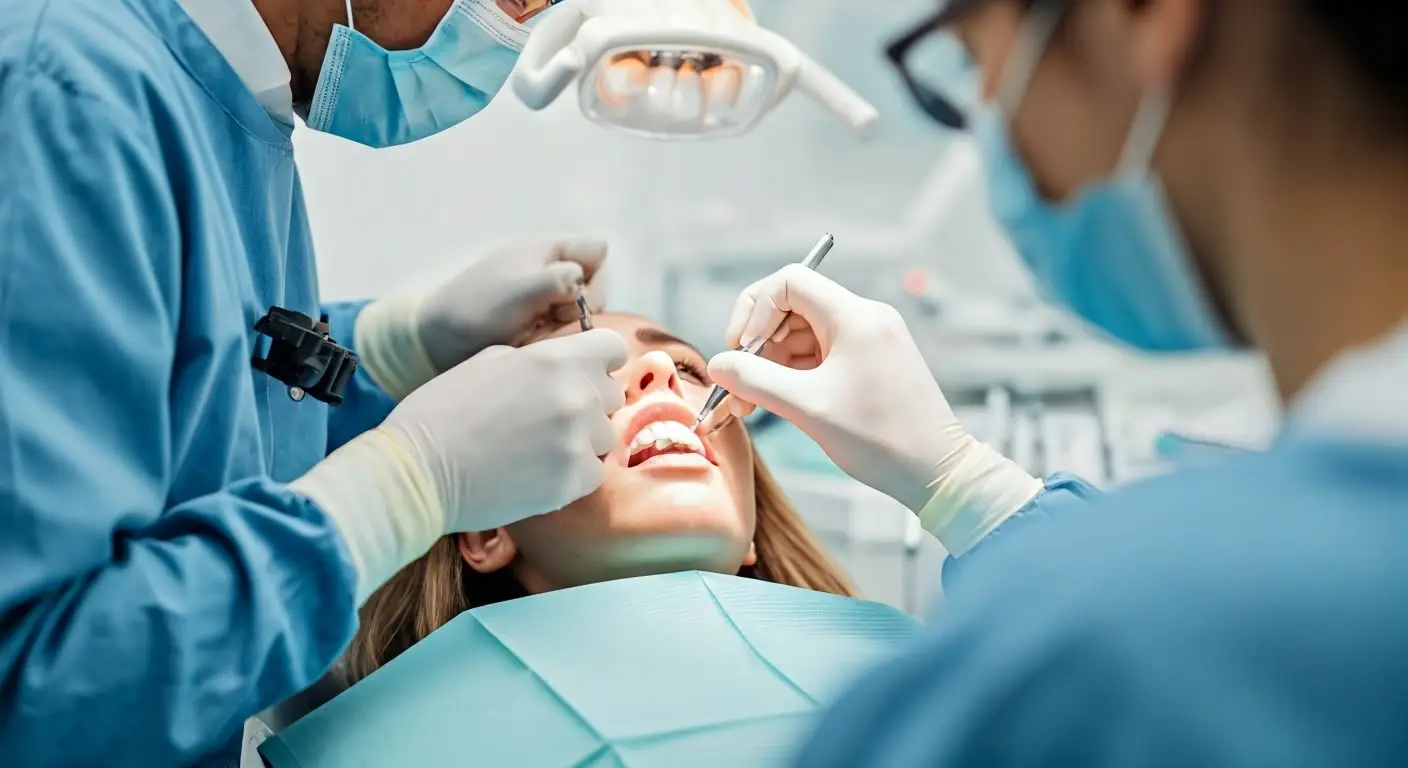 Dental implant surgery with dentist