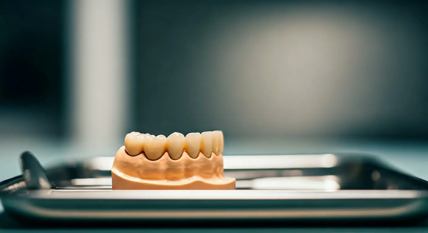 Dental crown model on tray
