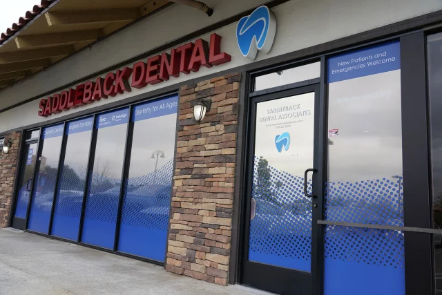 Saddleback Dental Associates storefront in Mission Viejo, CA, welcoming new patients and offering cosmetic, implant, and general dentistry services.