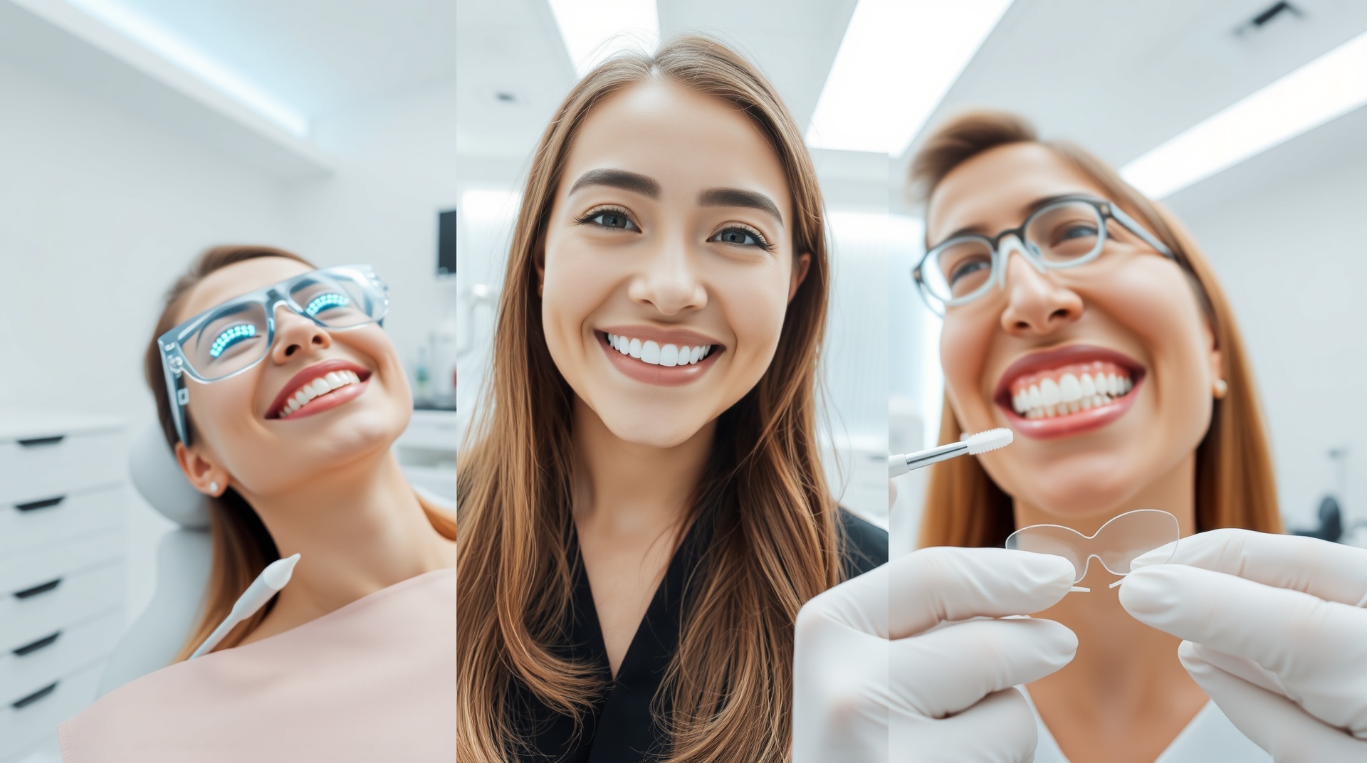 Popular cosmetic dentistry treatments: teeth whitening, veneers, Invisalign in dental clinic